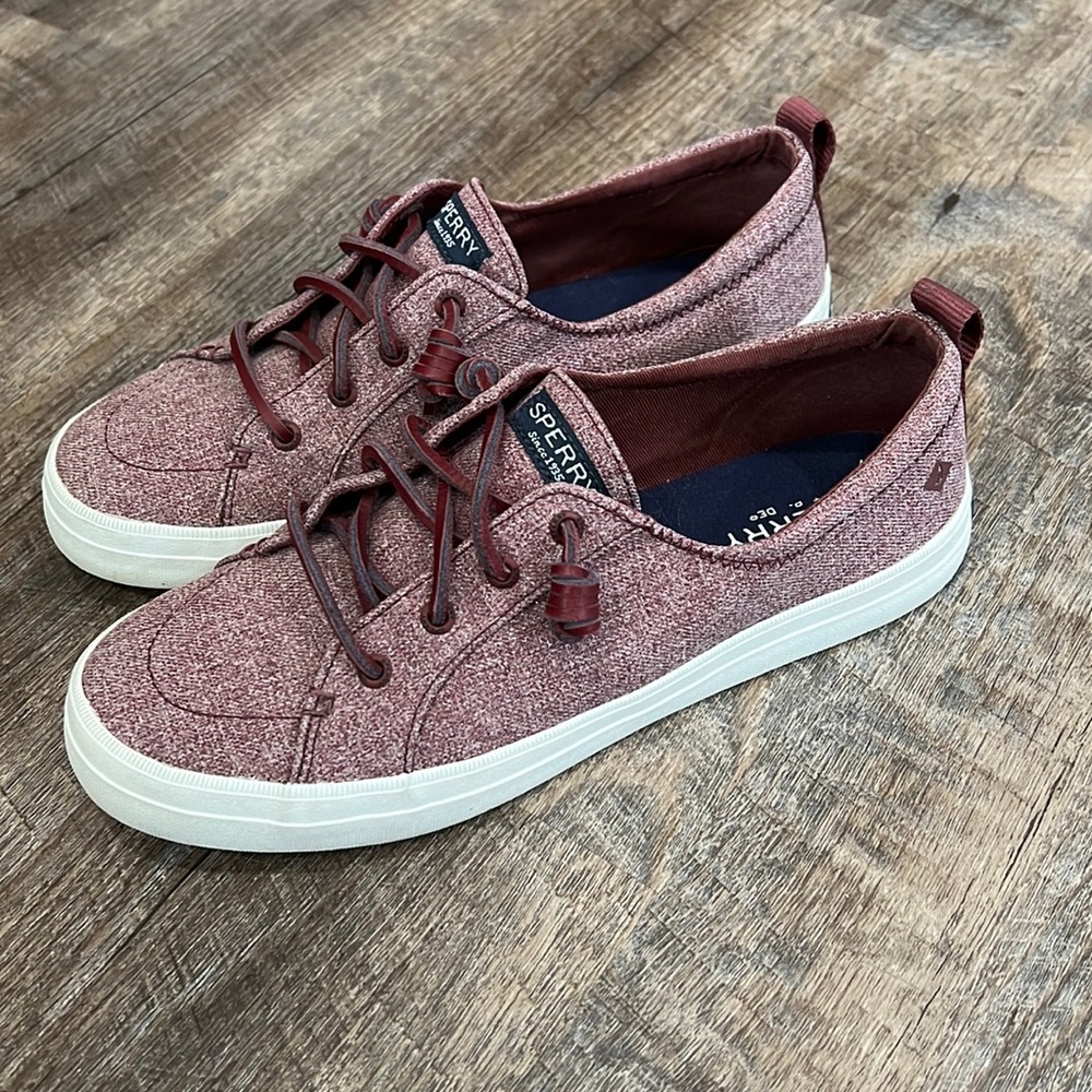 SPERRY Glitter BURGUNGY slip on boat shoes